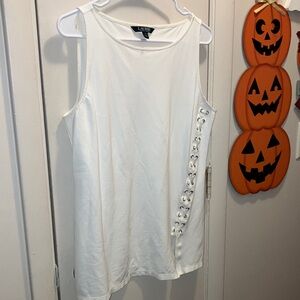 Lauren Ralph Lauren Ivory Tank Top with Lace-Up Side Detail Medium